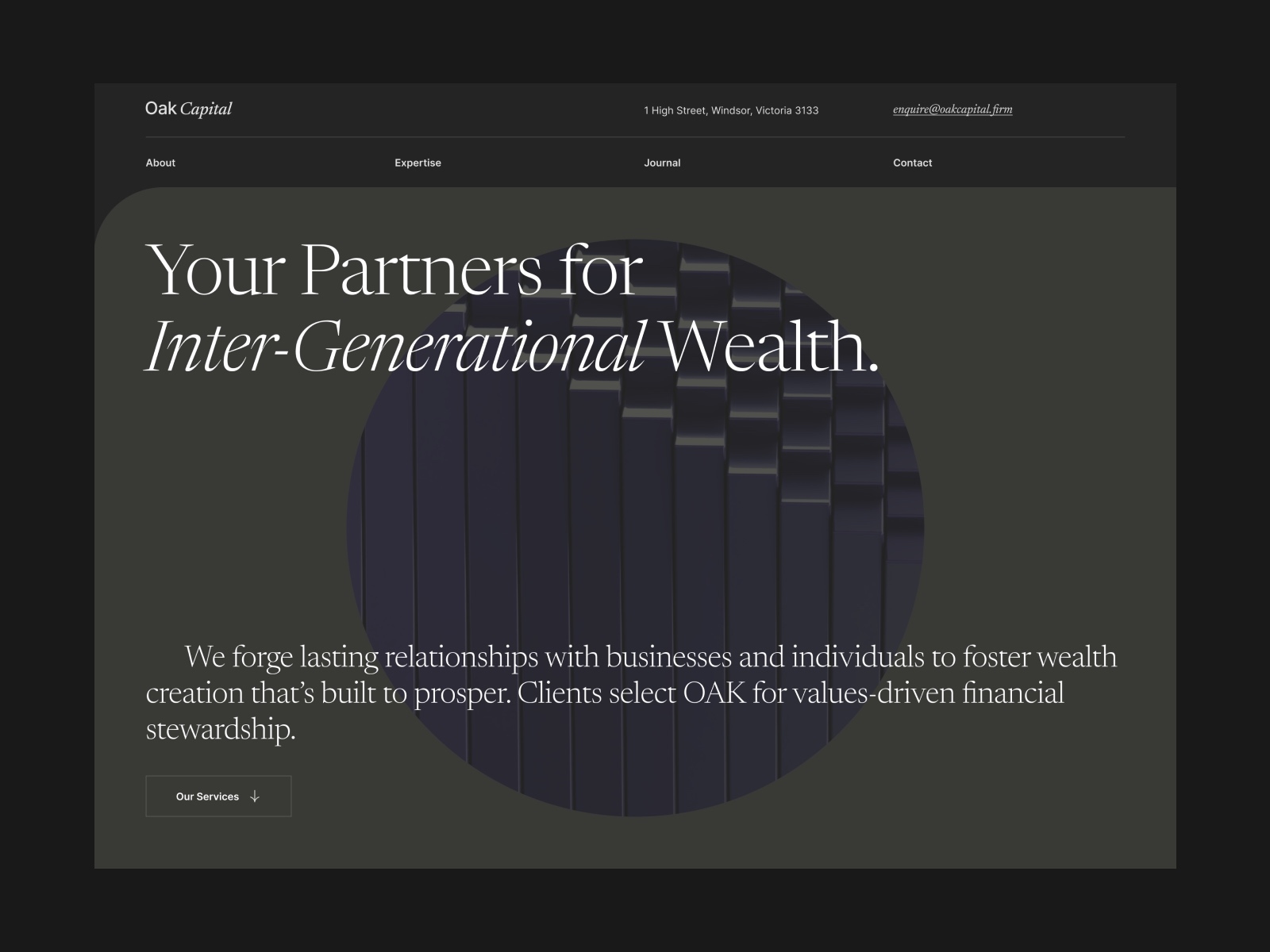 Screenshot of Oak website