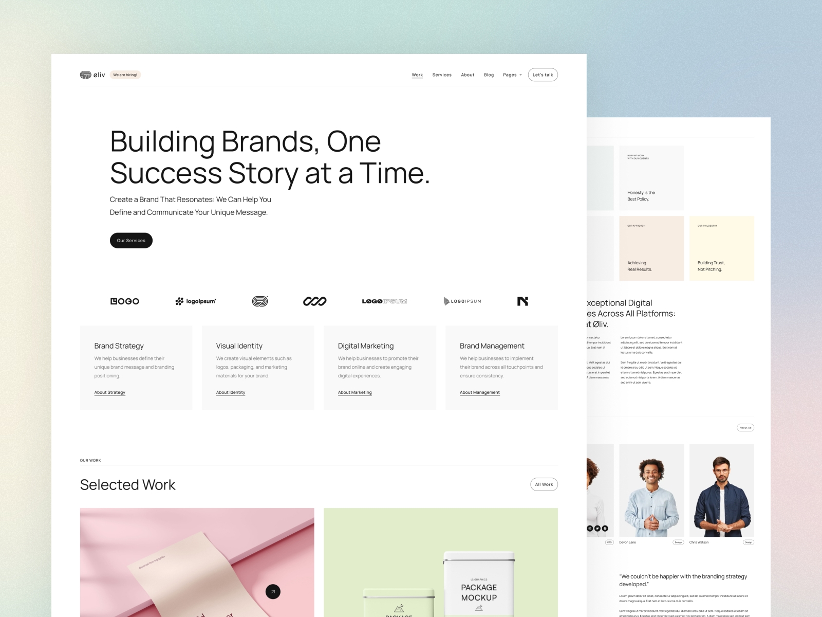 Screenshot of Oliv website