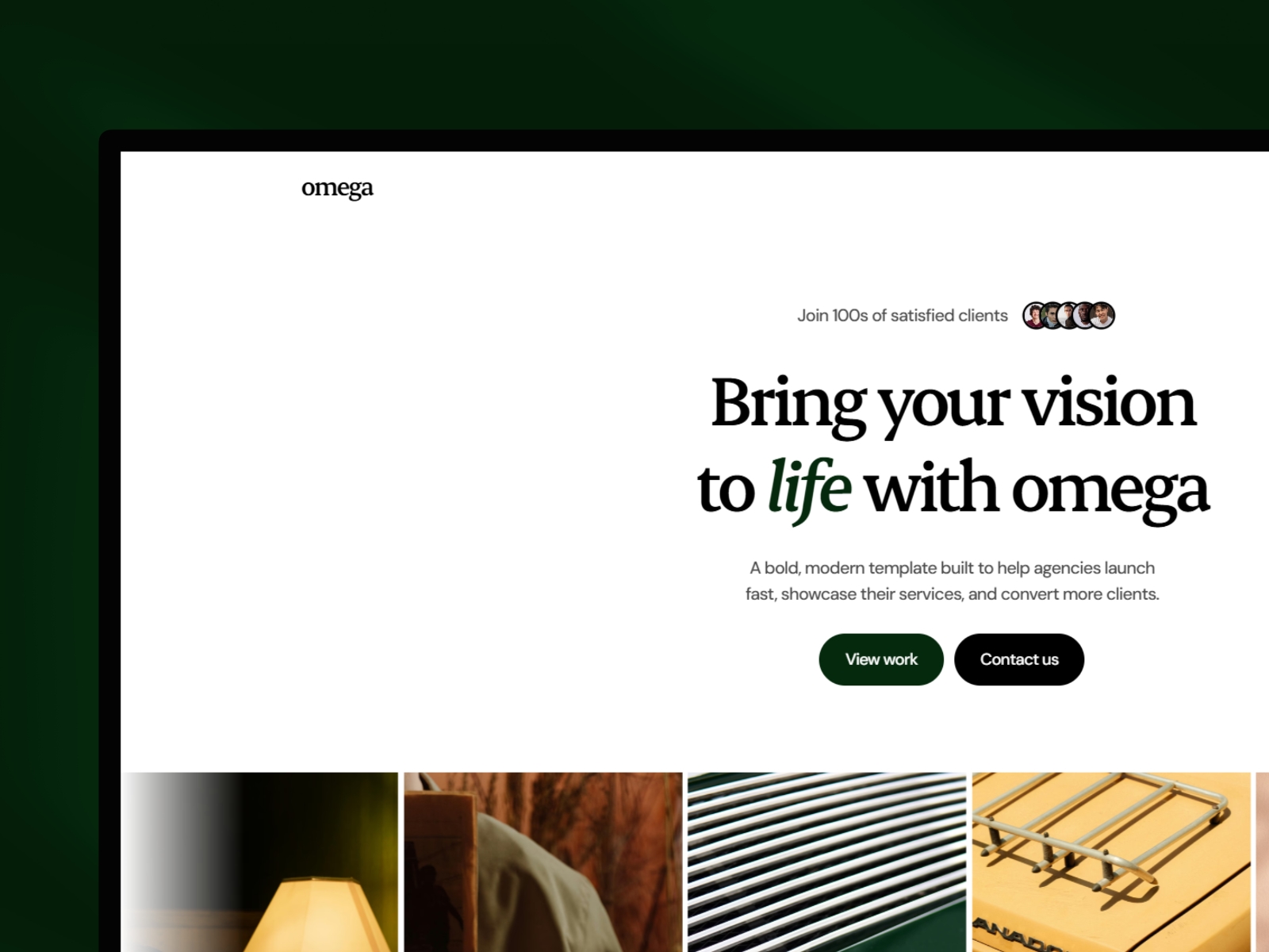 Screenshot of Omega website