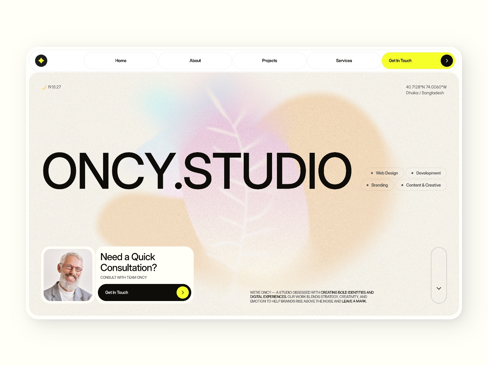 Screenshot of Oncy website