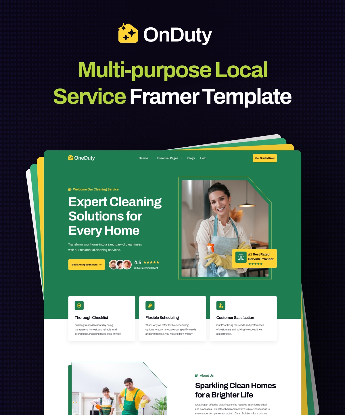 Screenshot of Onduty multi purpose local service framer template website