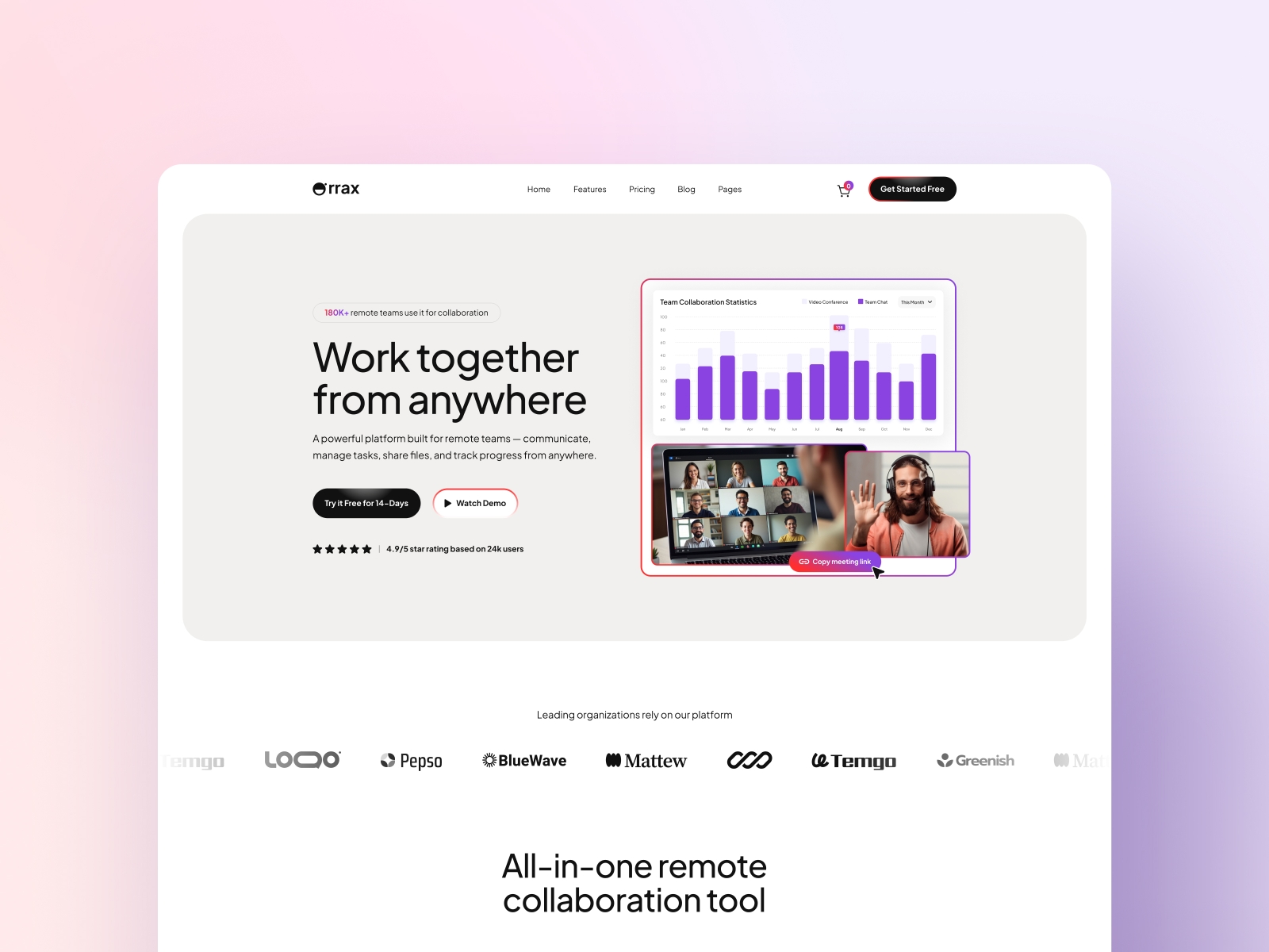 Screenshot of Orrax website