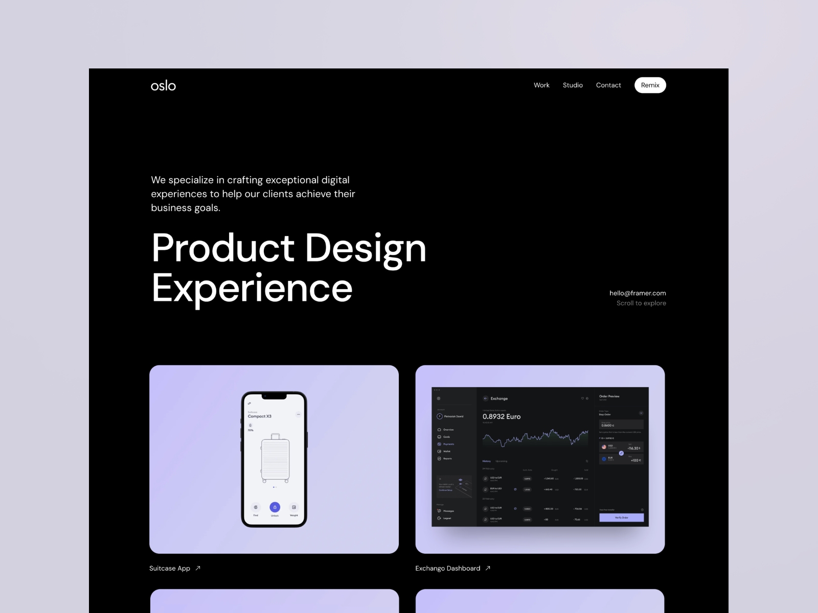 Screenshot of Oslo website