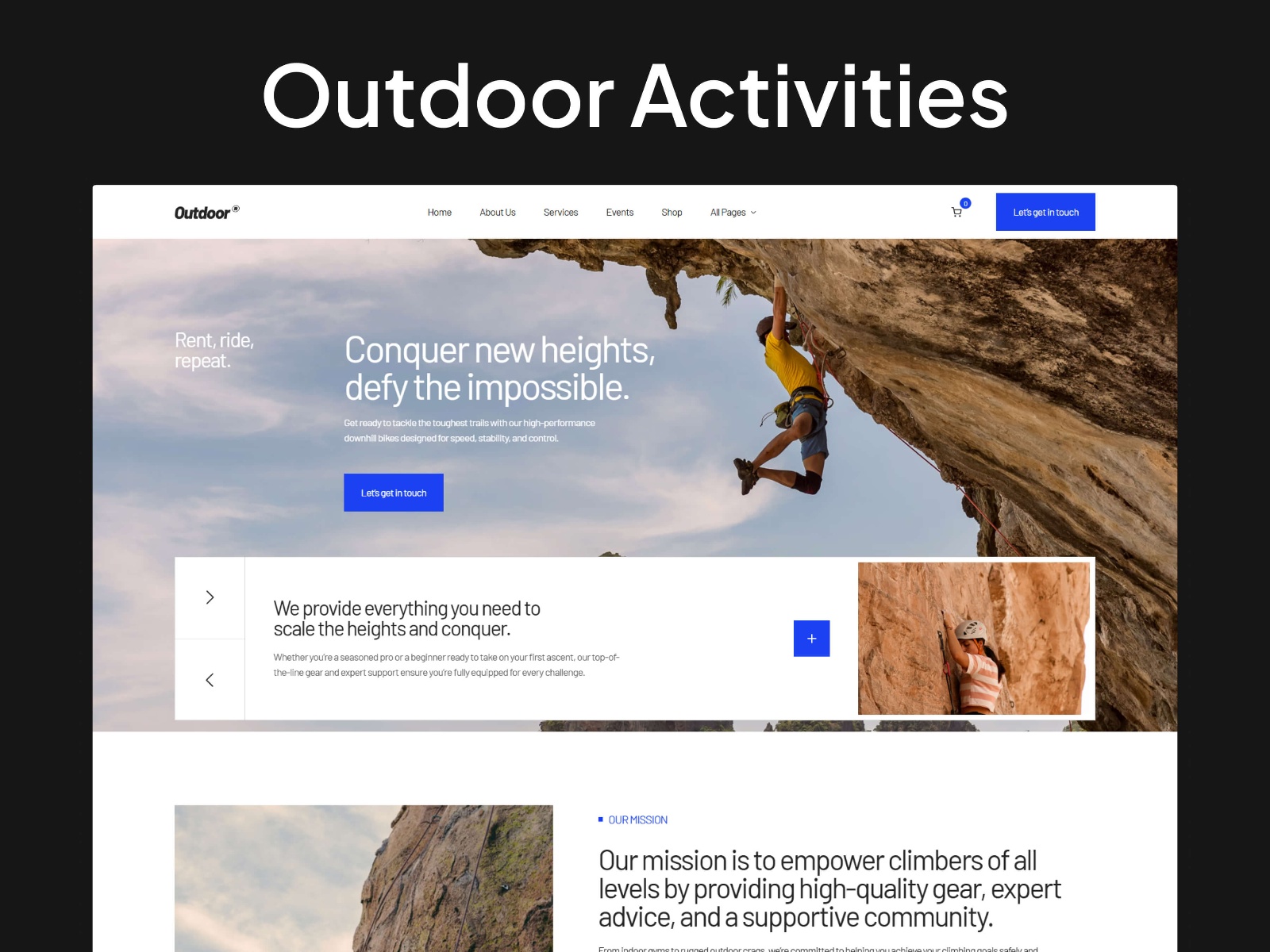 Screenshot of Outdoor website