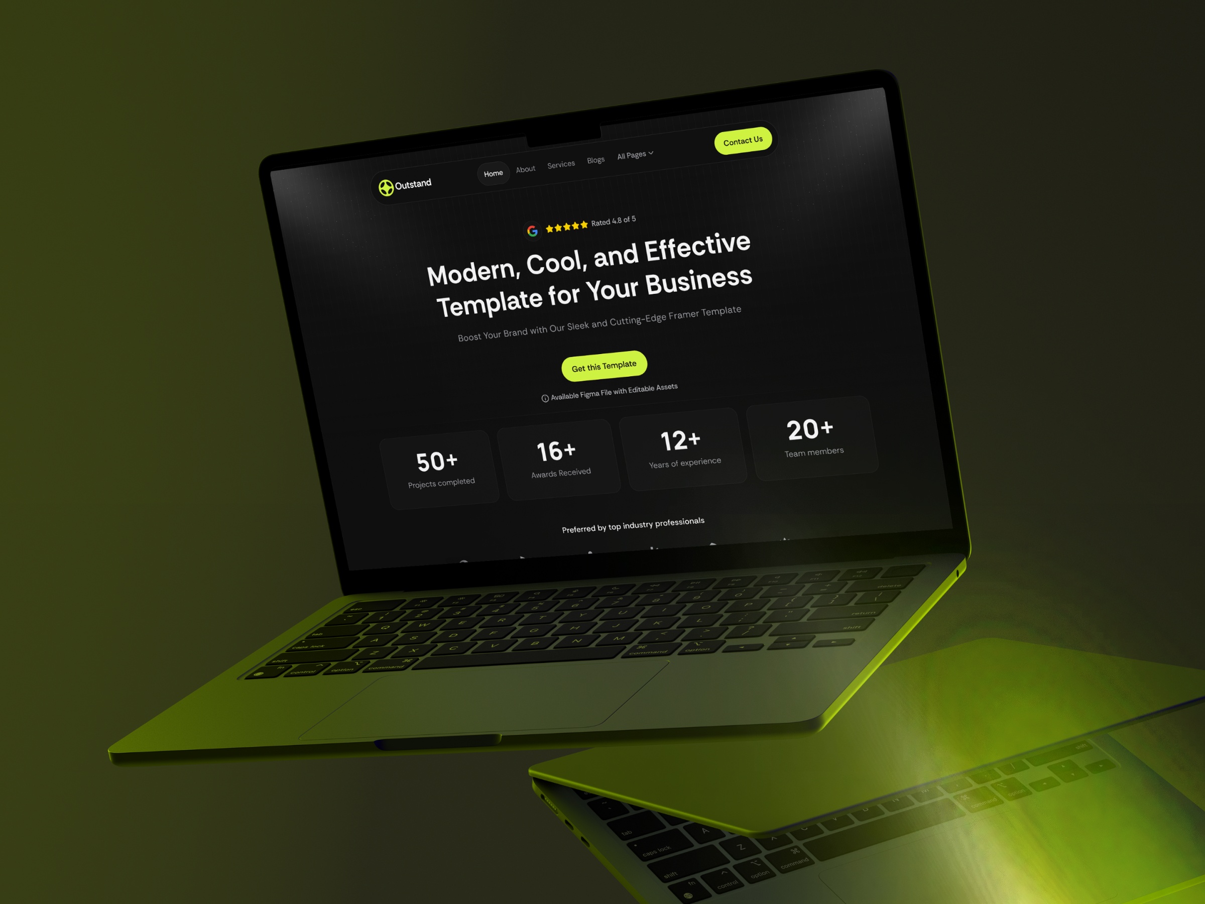Screenshot of Outstand dark website template website