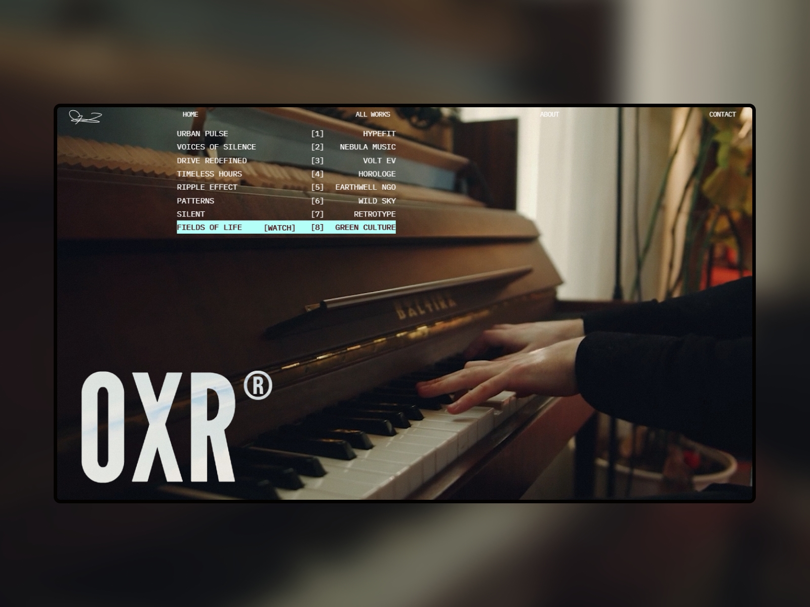 Screenshot of Oxr website