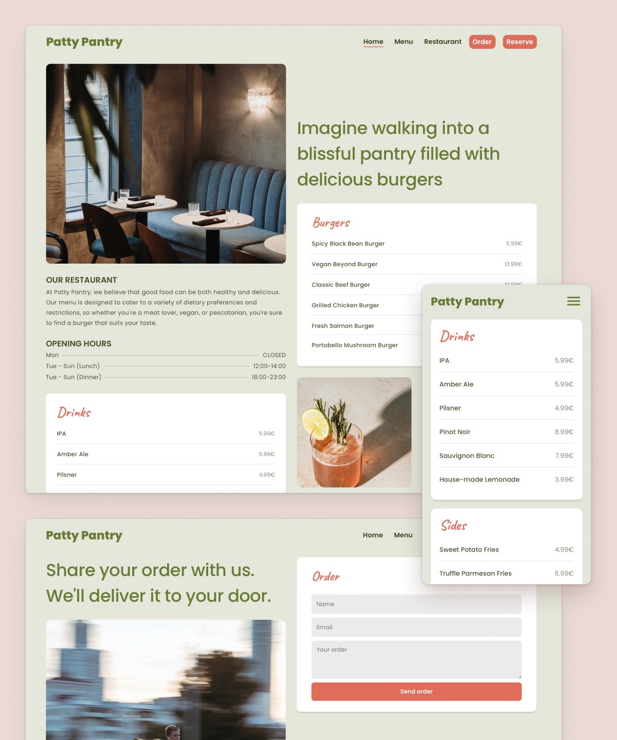 Screenshot of Patty pantry website