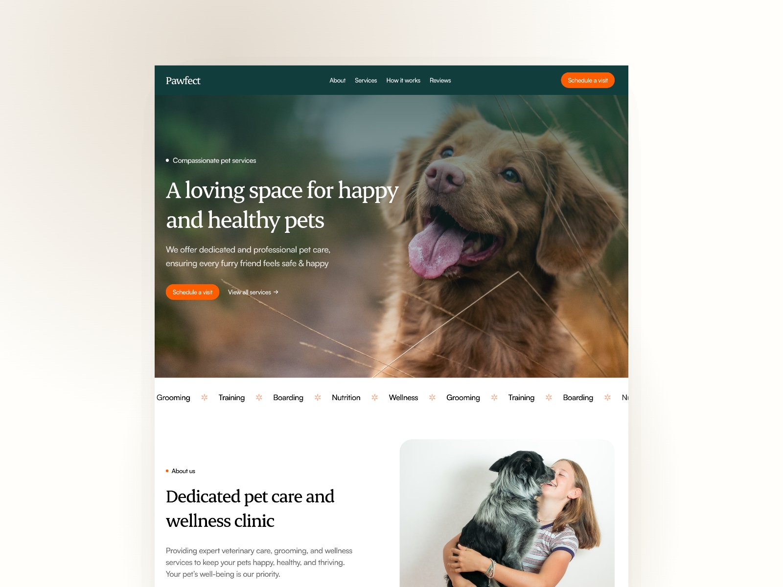 Screenshot of Pawfect website