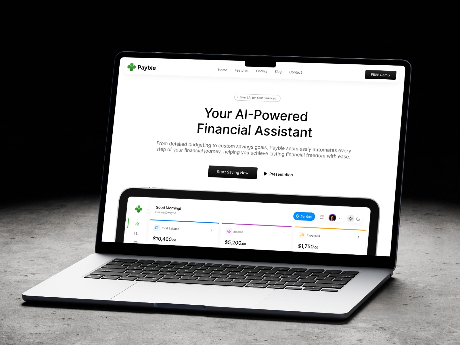Screenshot of Payble website