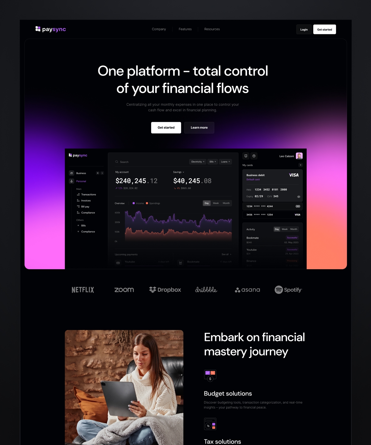 Screenshot of Paysync website