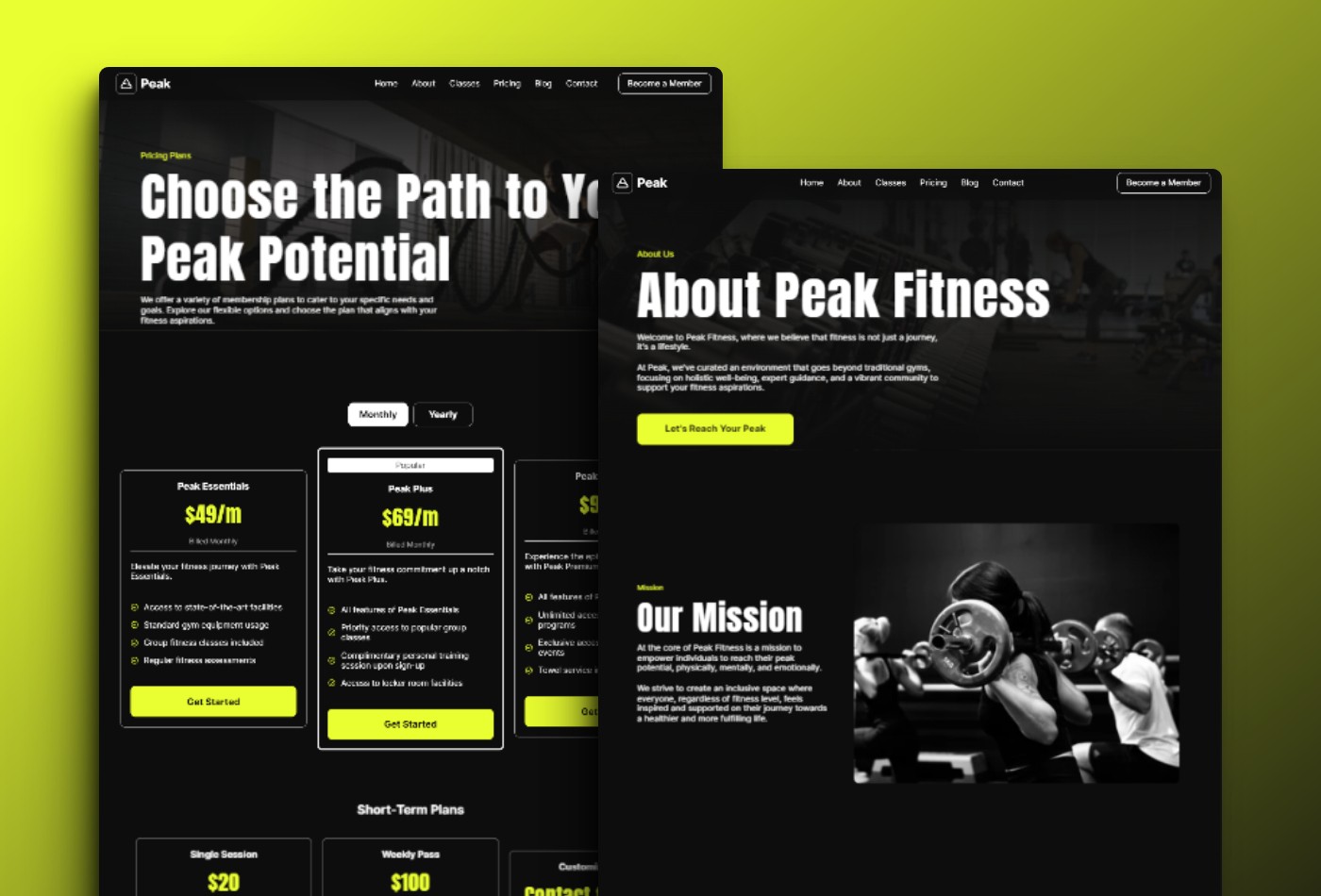 Screenshot 2 of Peak fitness gym template
