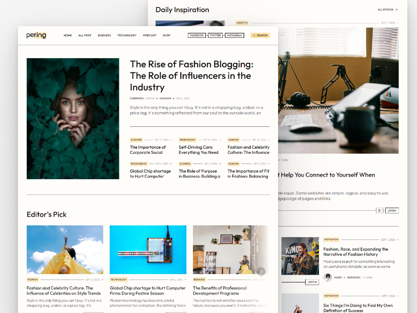 Screenshot 2 of Pering news magazine podcast website