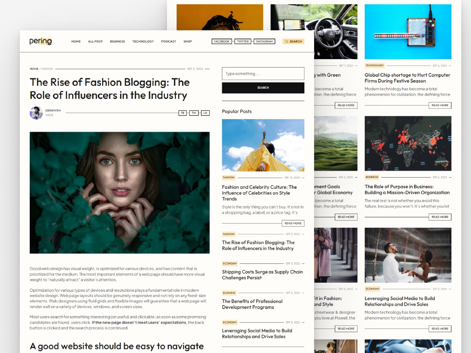 Screenshot 3 of Pering news magazine podcast website