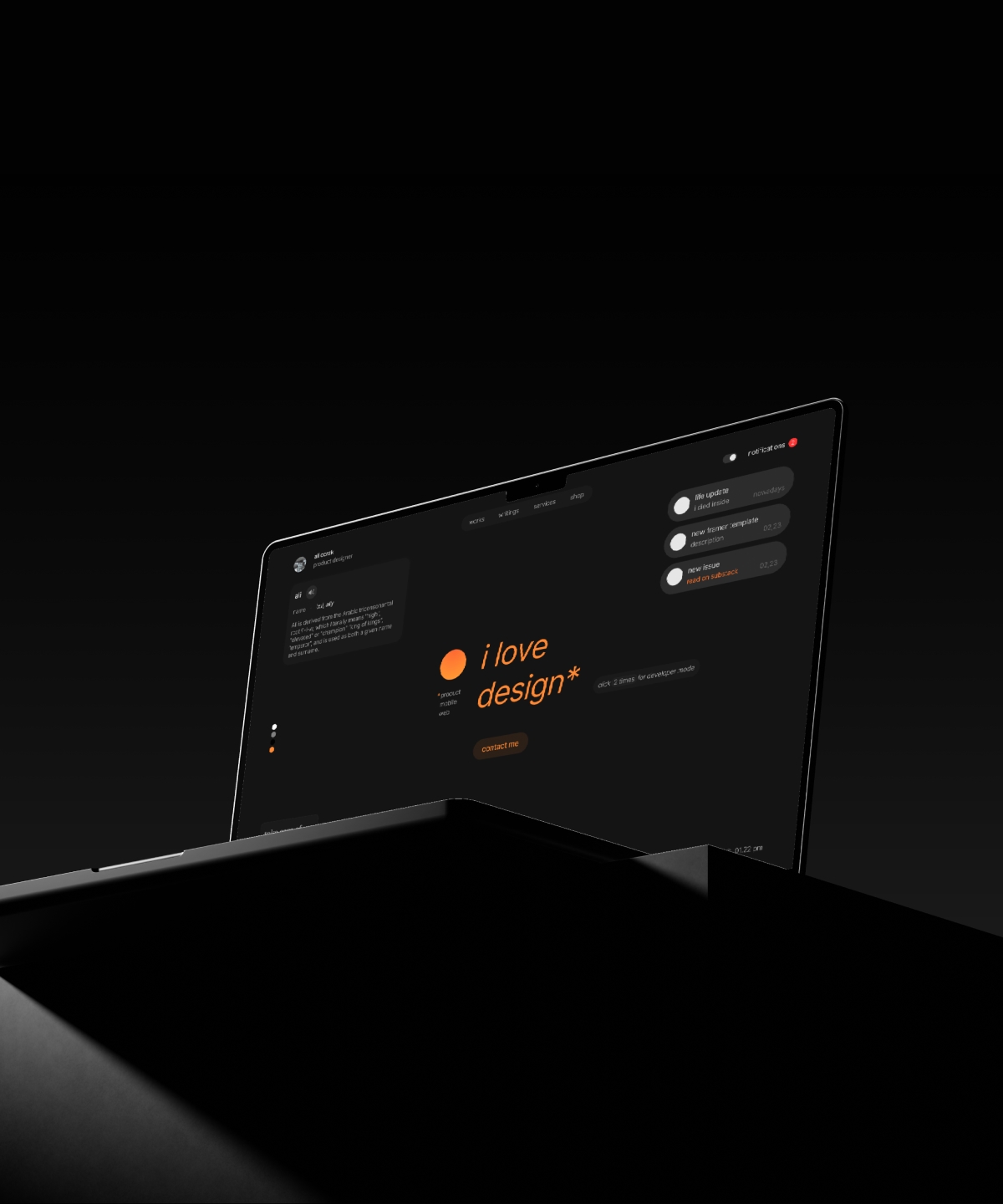 Screenshot of Personalfolio website