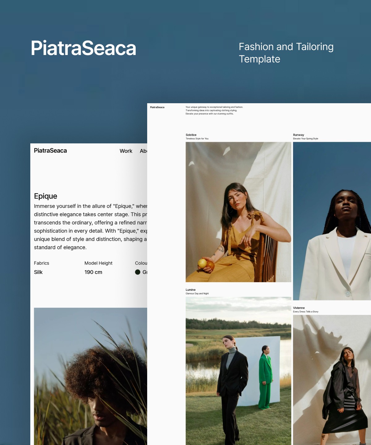 Screenshot of Piatraseaca fashion and tailoring template website