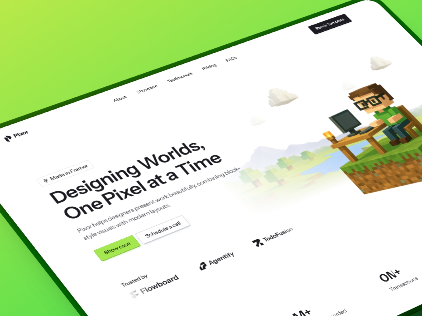 Screenshot of Pixor website