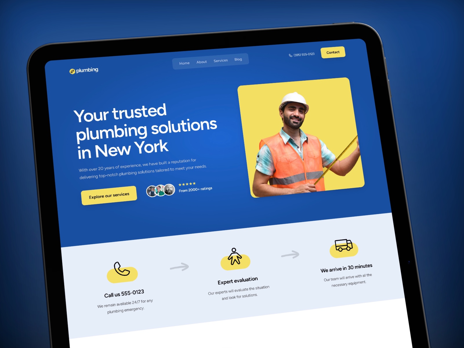 Screenshot of Plumbing contractor local service template website
