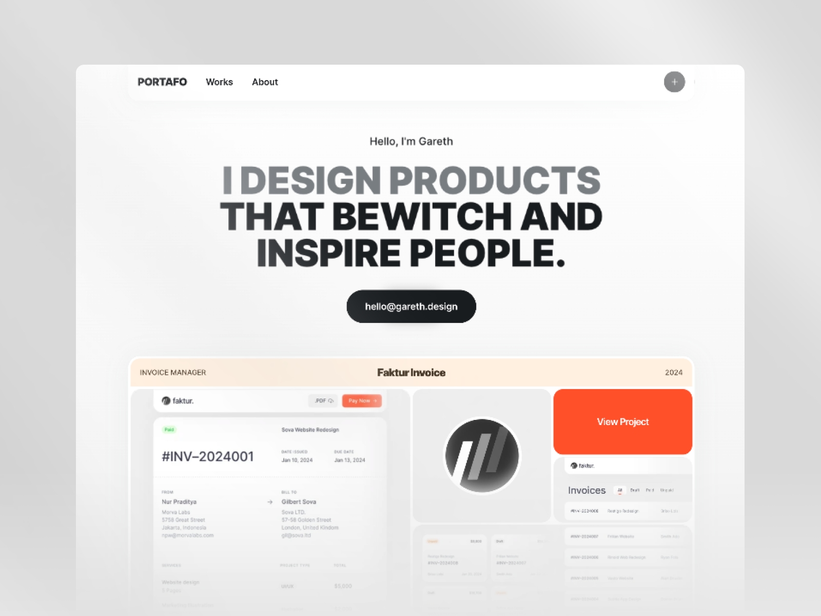 Screenshot of Portafo website