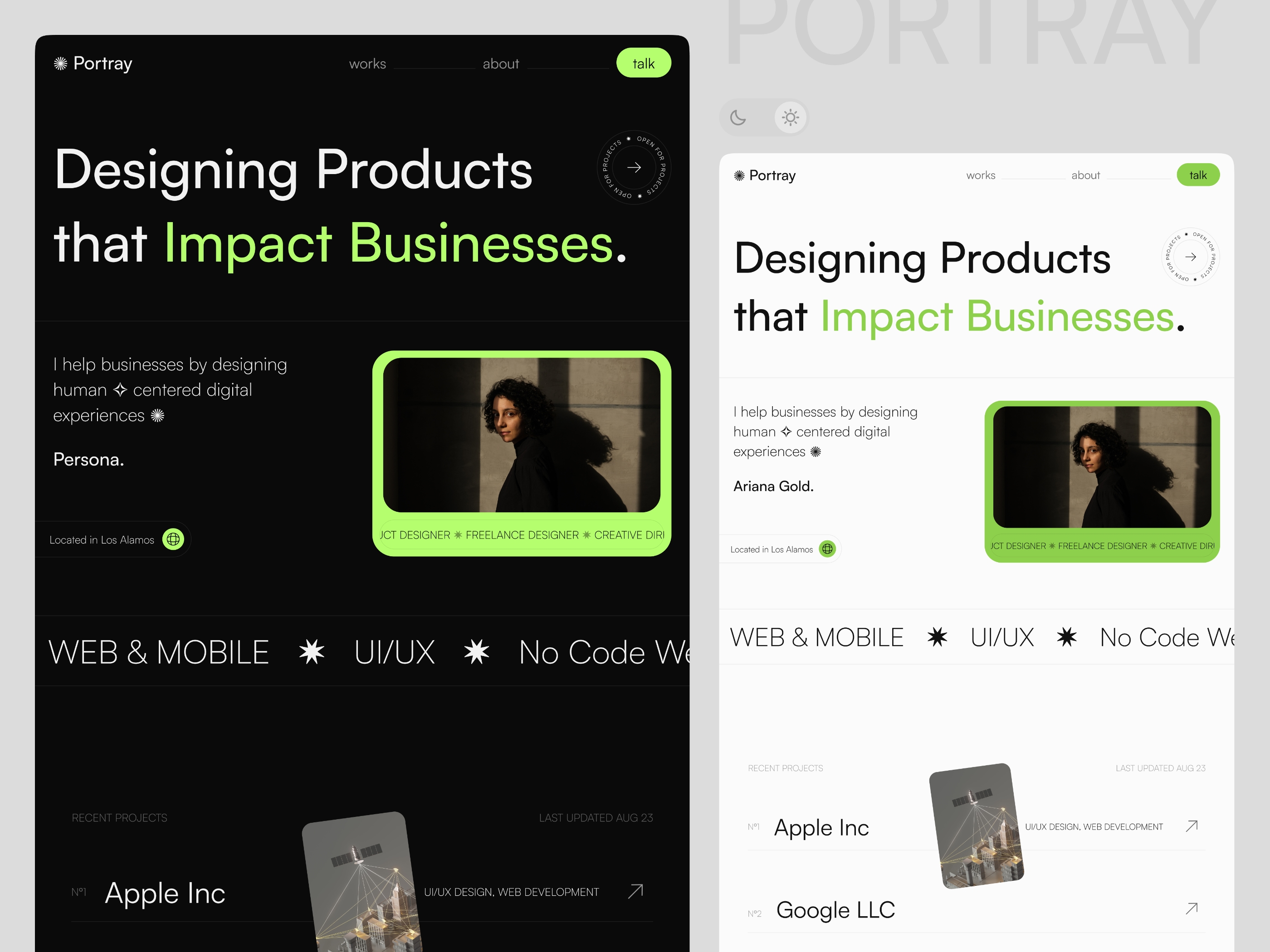 Screenshot of Portray website