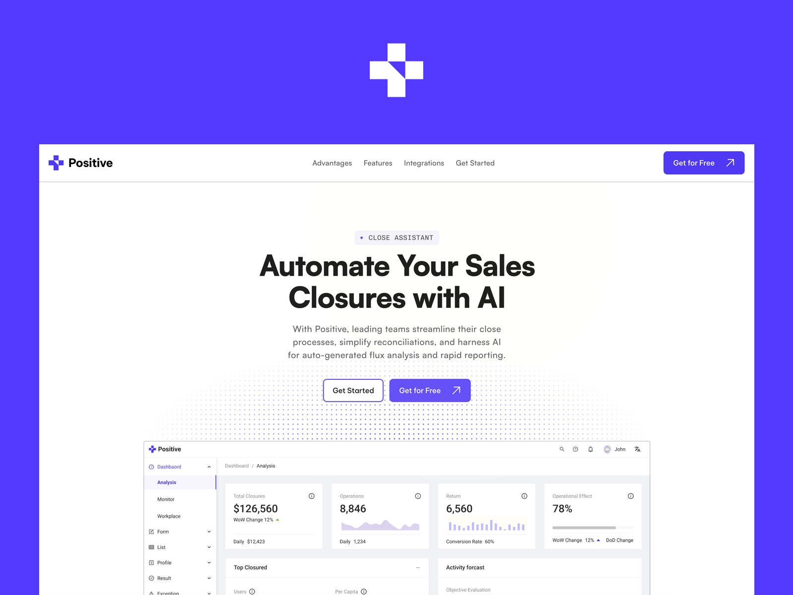 Screenshot of Positive website