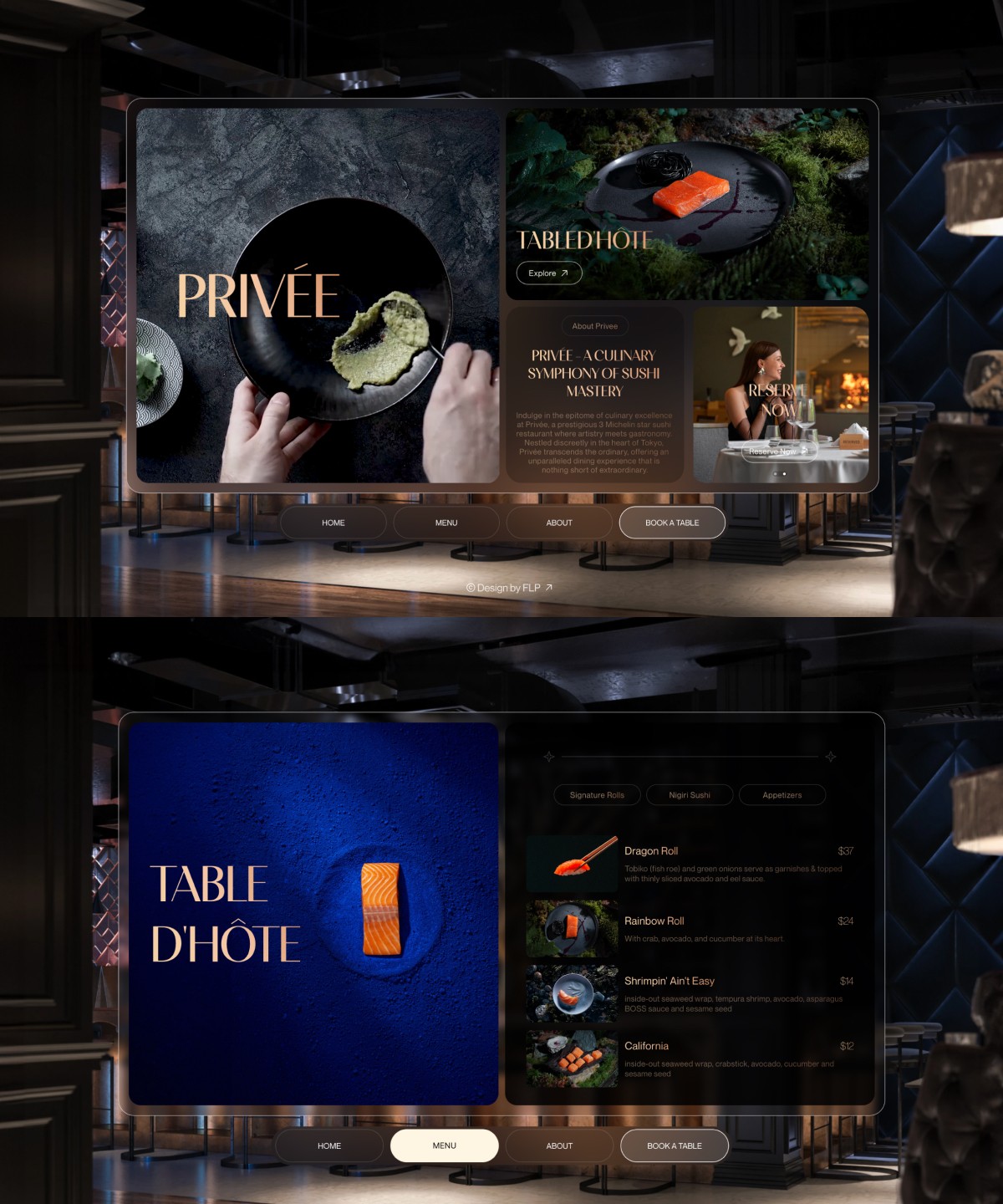 Screenshot of Privee restaurant template website