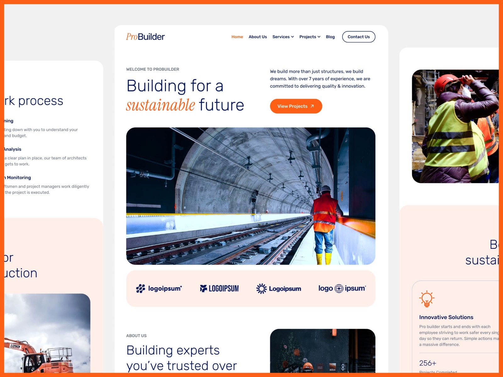 Screenshot of Probuilder construction real estate template website