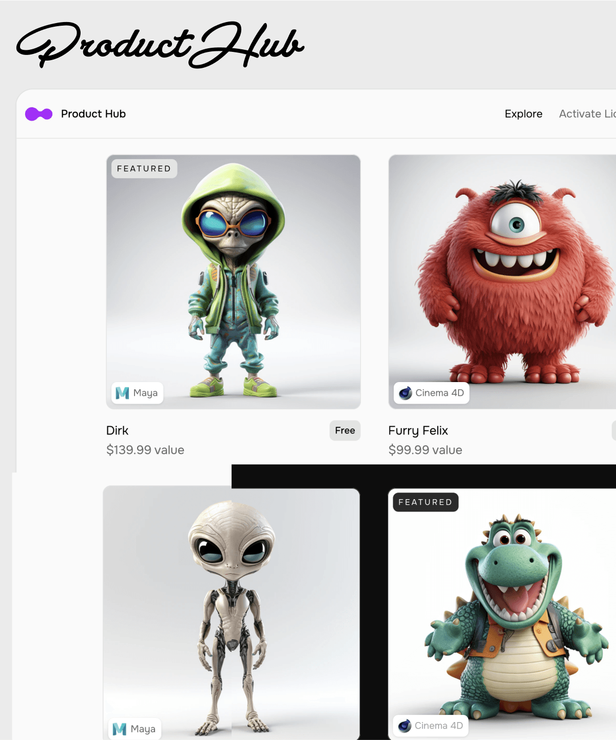 Screenshot of Product hub website