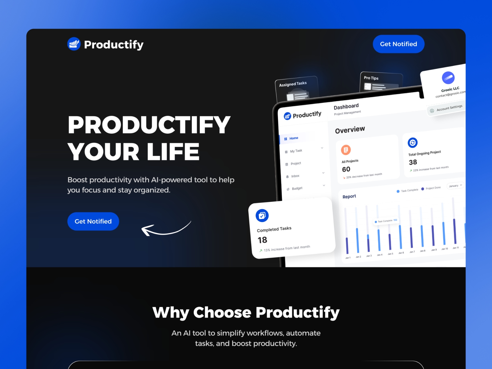 Screenshot of Productify website