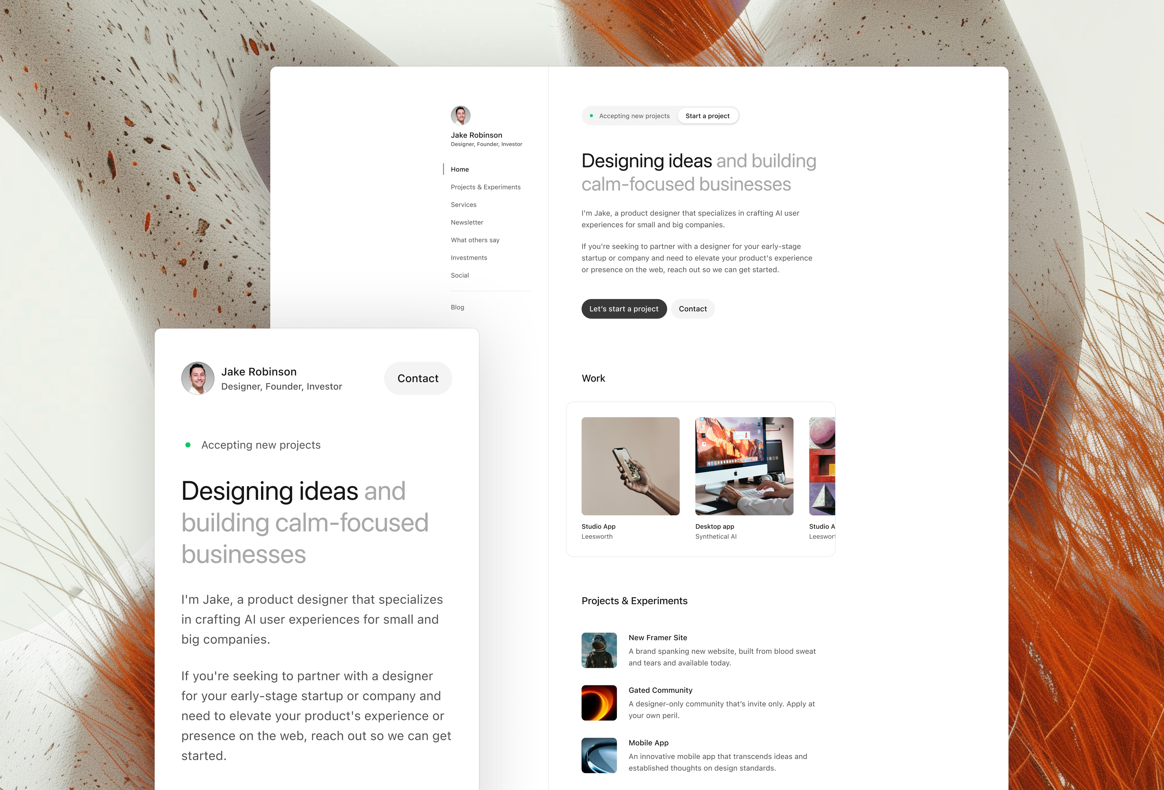 Screenshot of Profile hub website