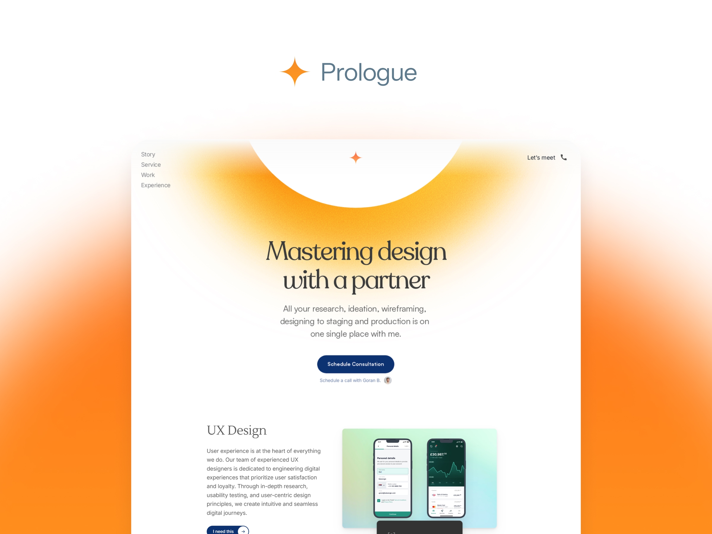 Screenshot of Prologue website
