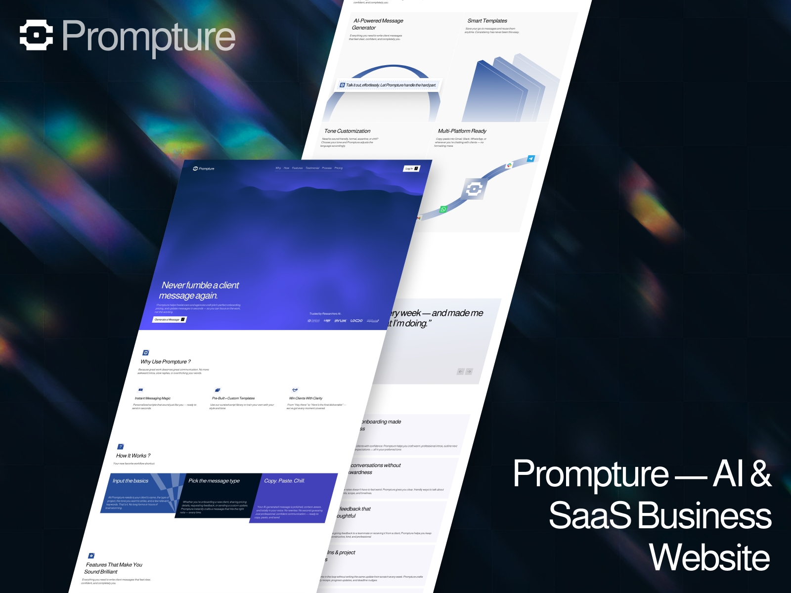 Screenshot of Prompture website
