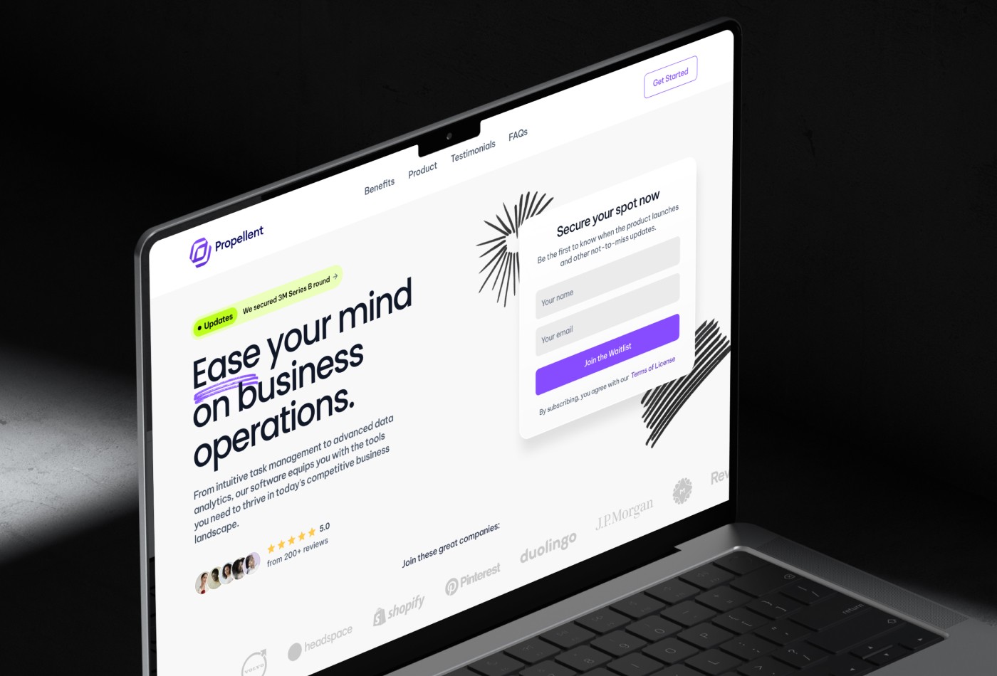 Screenshot of Propellent website