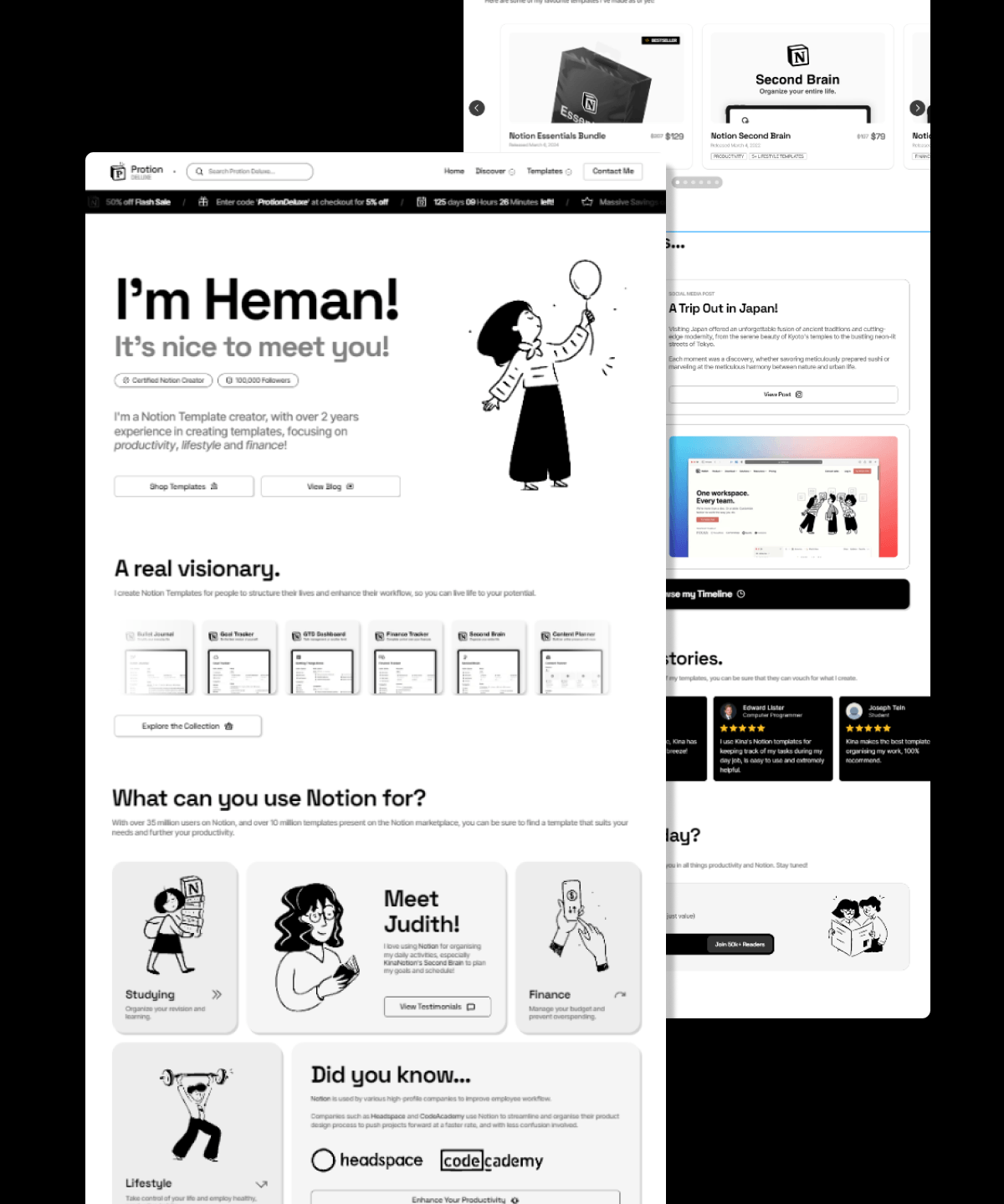 Screenshot of Protion deluxe website