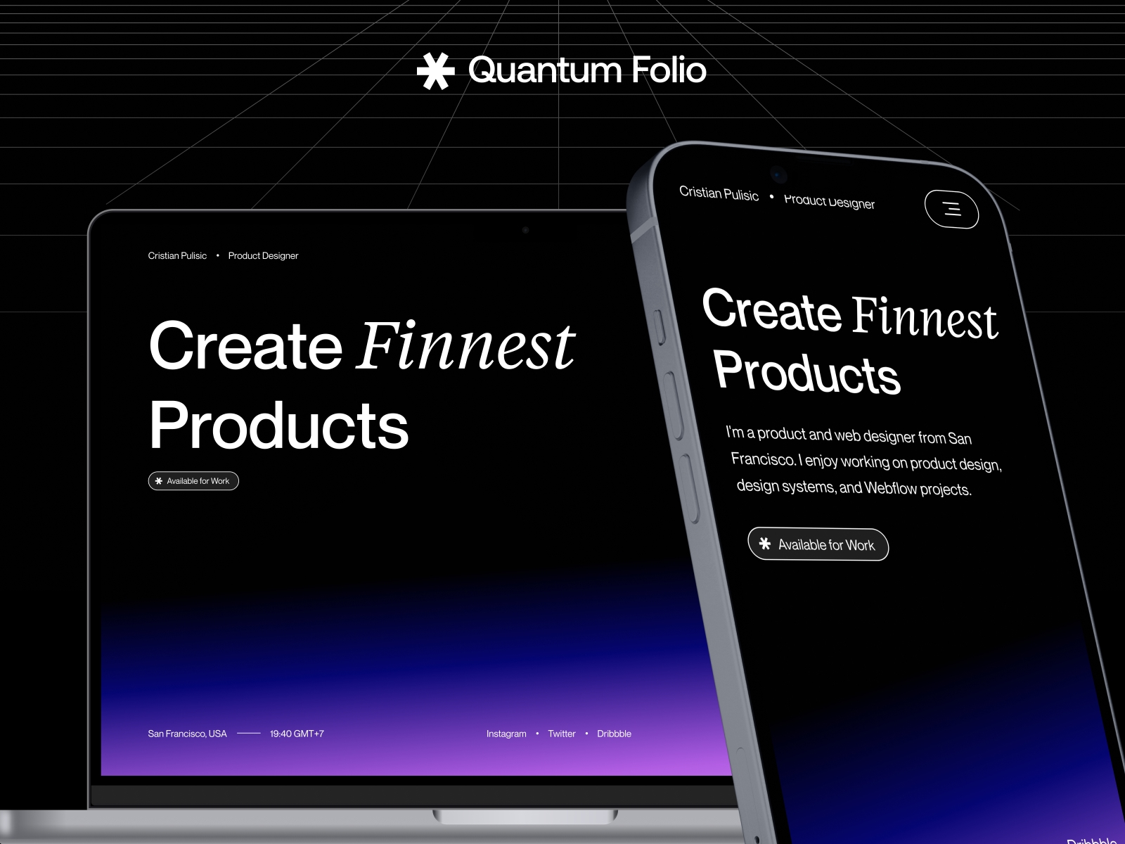 Screenshot of Quantumfolio website
