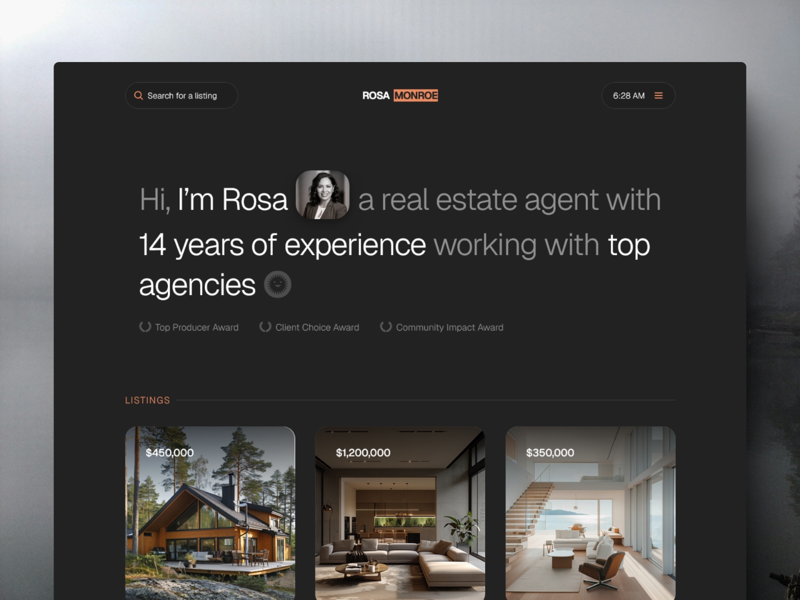 Screenshot of Realistings website