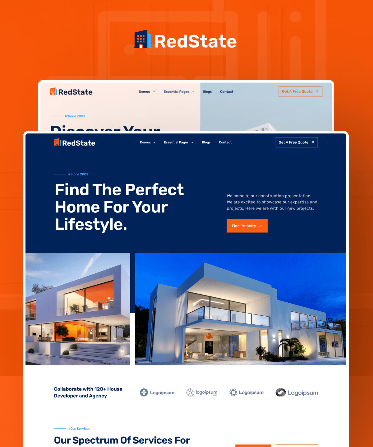Screenshot of Redstate multi layout real estate framer template website