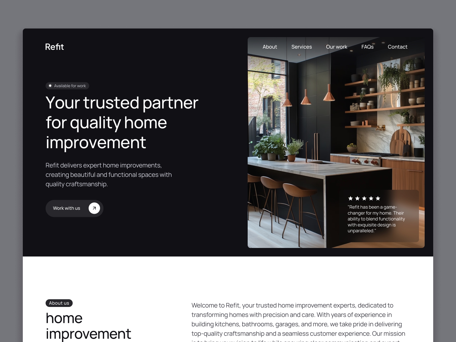 Screenshot of Refit website