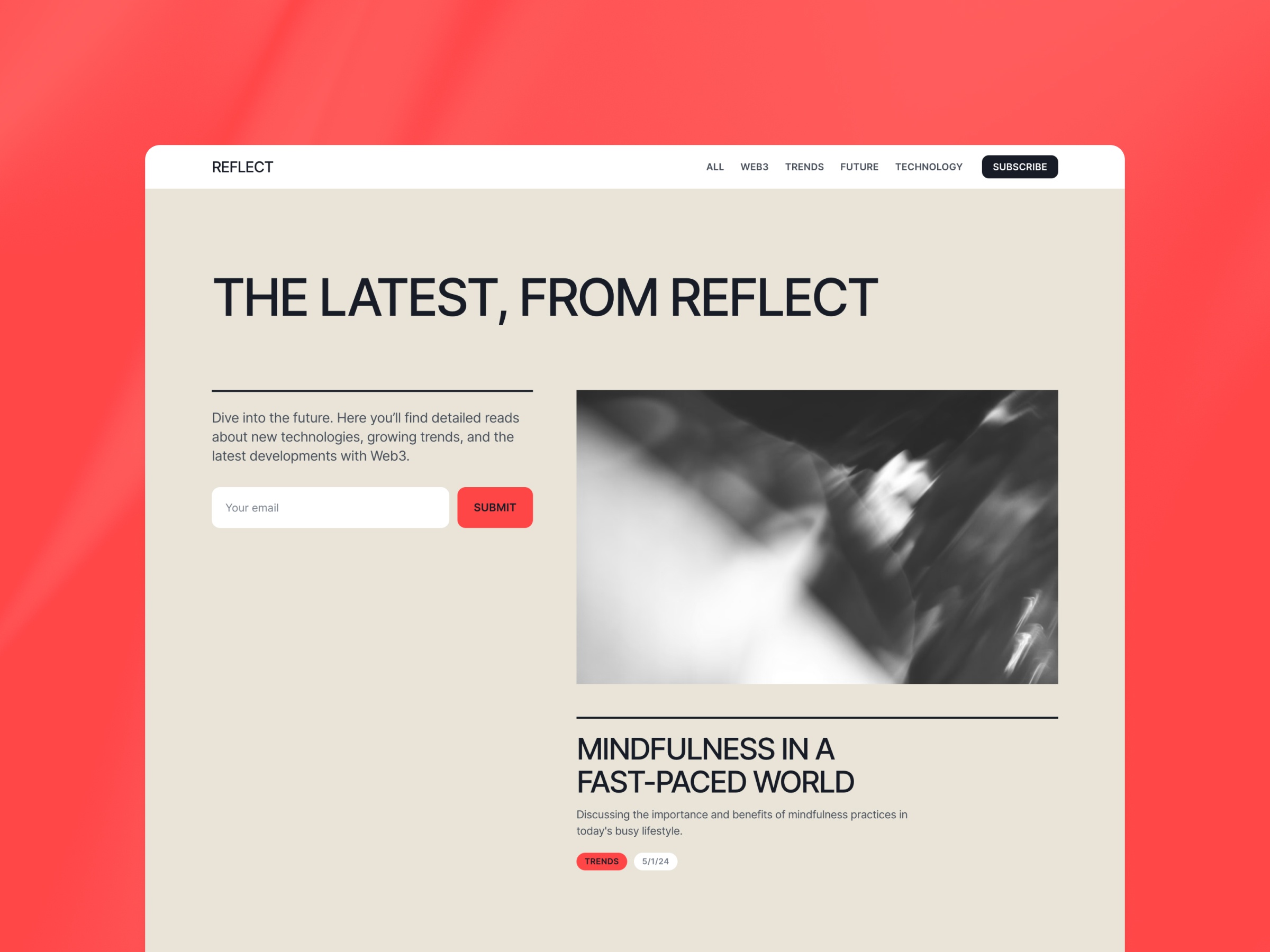 Screenshot of Reflect website