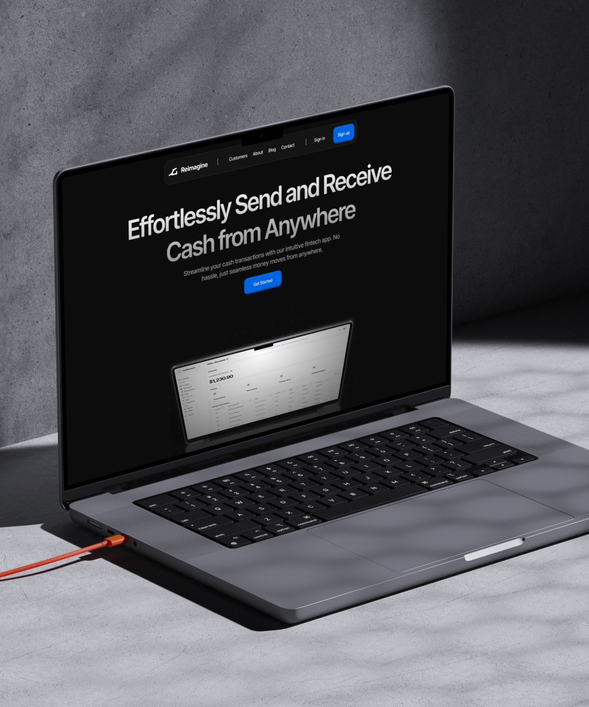 Screenshot of Reimagine saas website