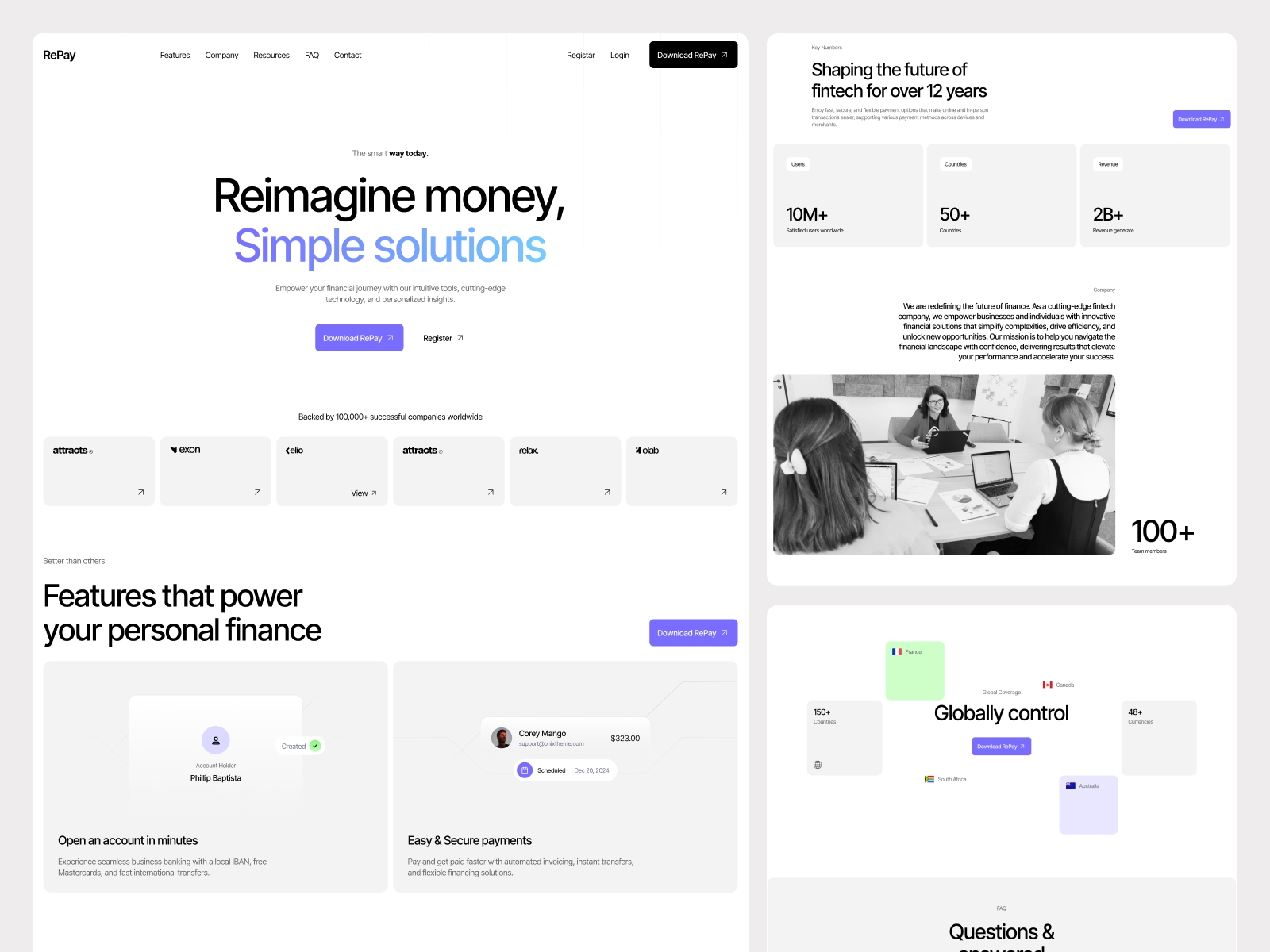 Screenshot of Repay website