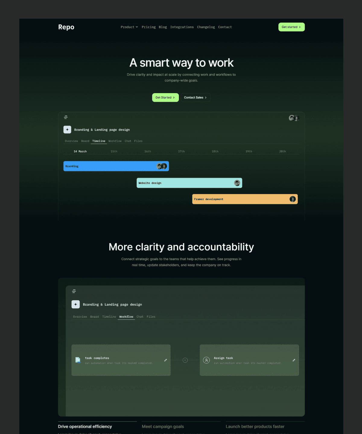 Screenshot of Repo website