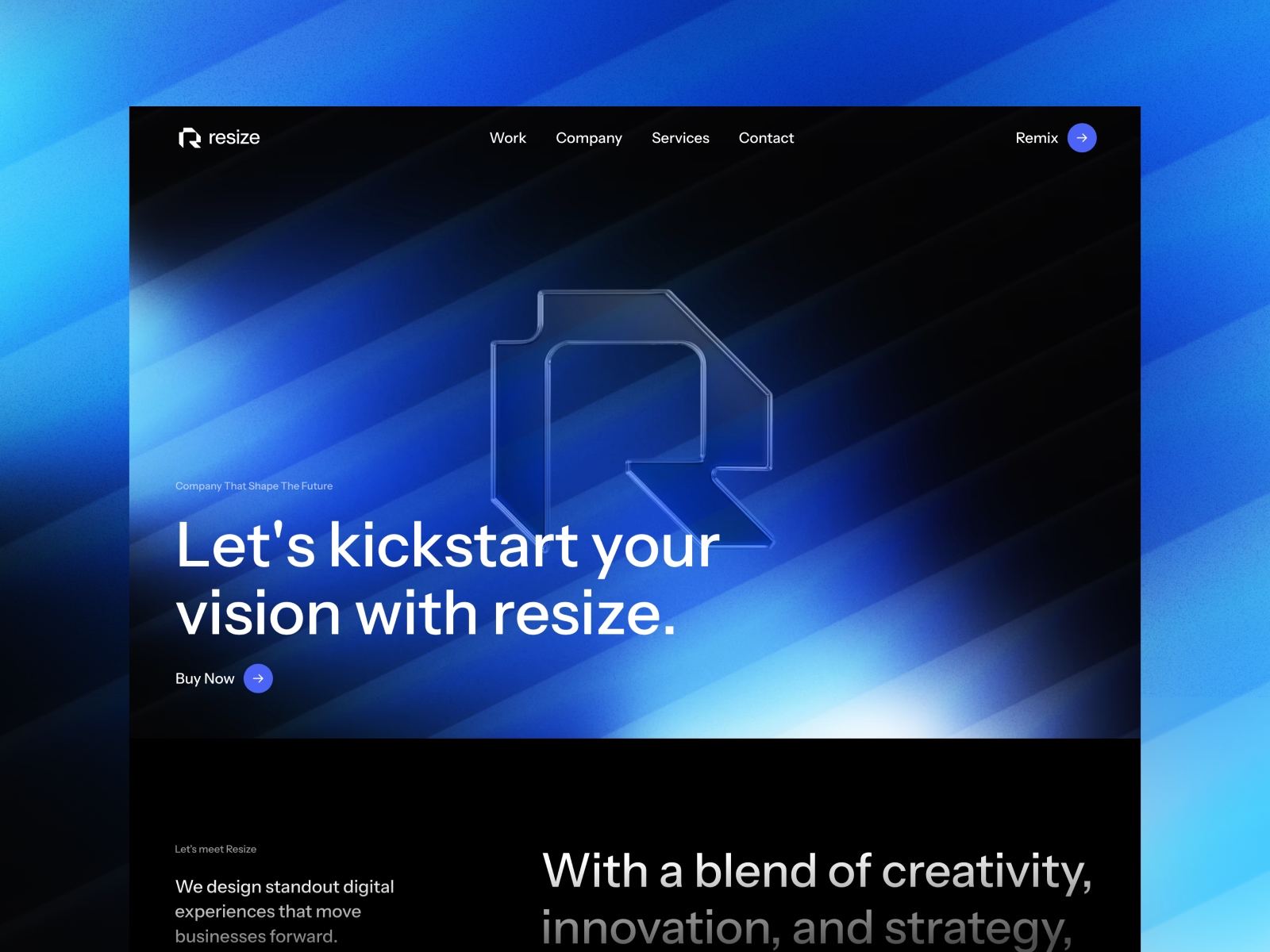 Screenshot of Resize website