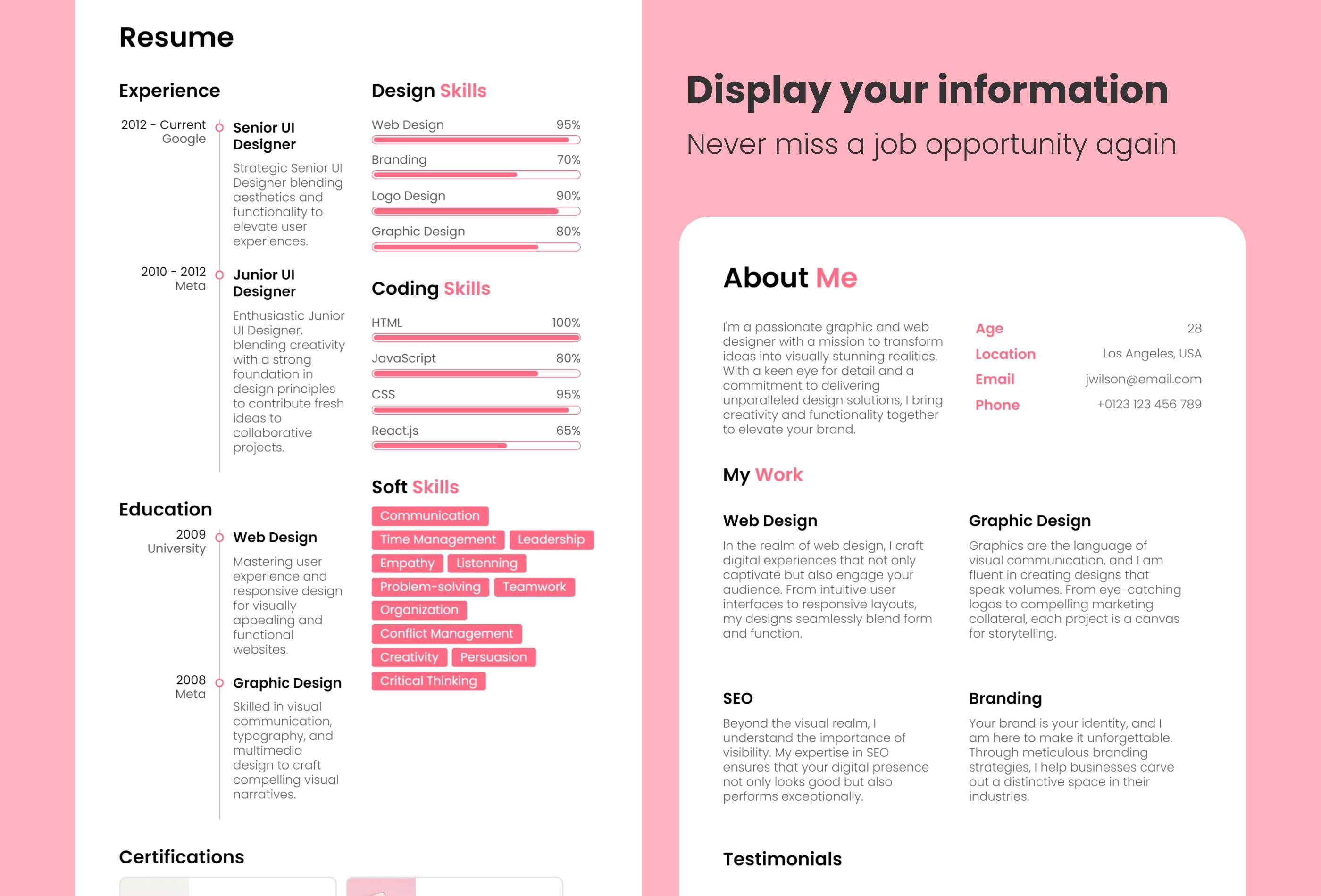 Screenshot 3 of Resumify professional resume website