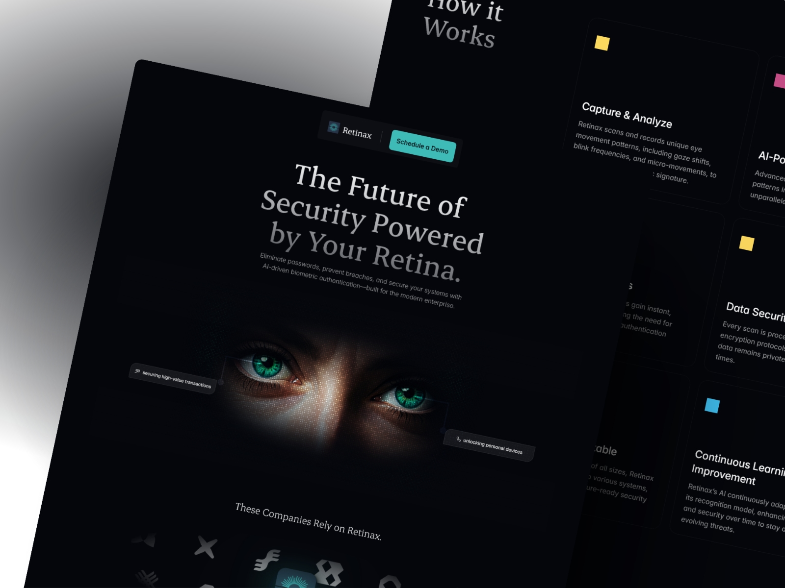 Screenshot of Retinax website