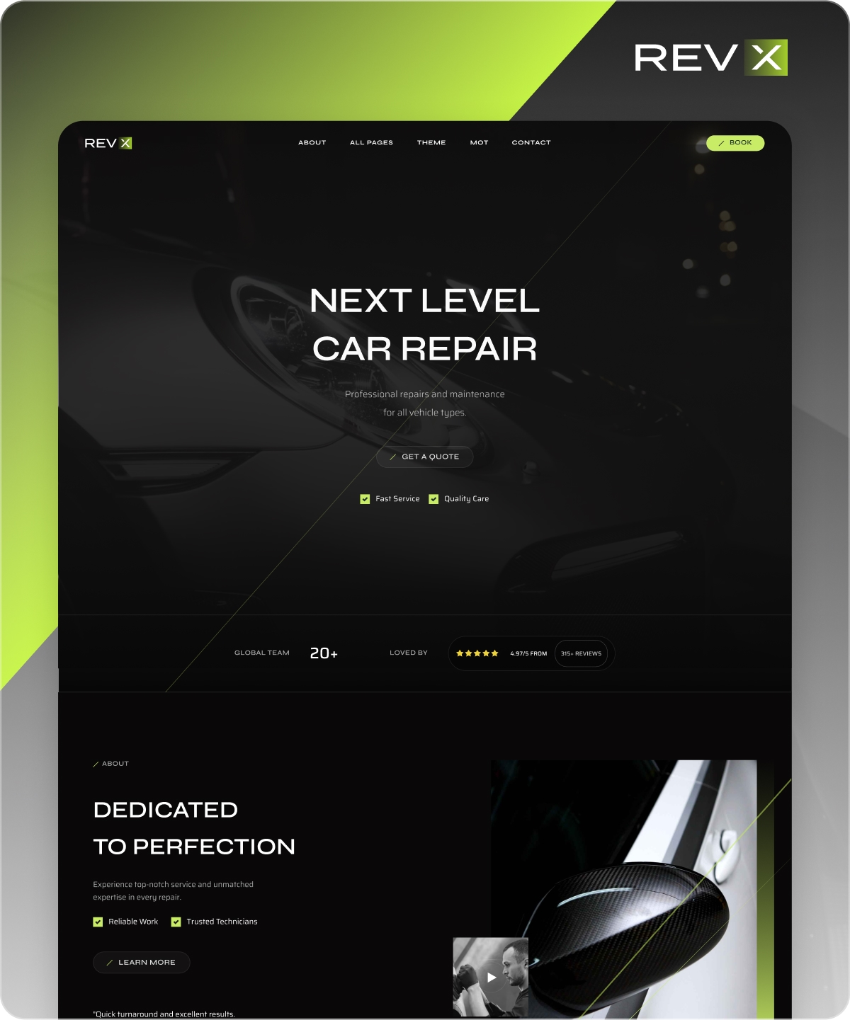 Screenshot of Revx website