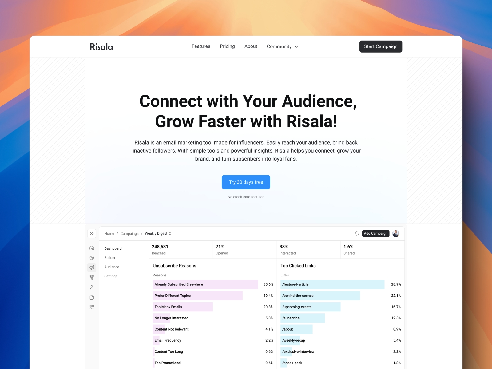 Screenshot of Risala website