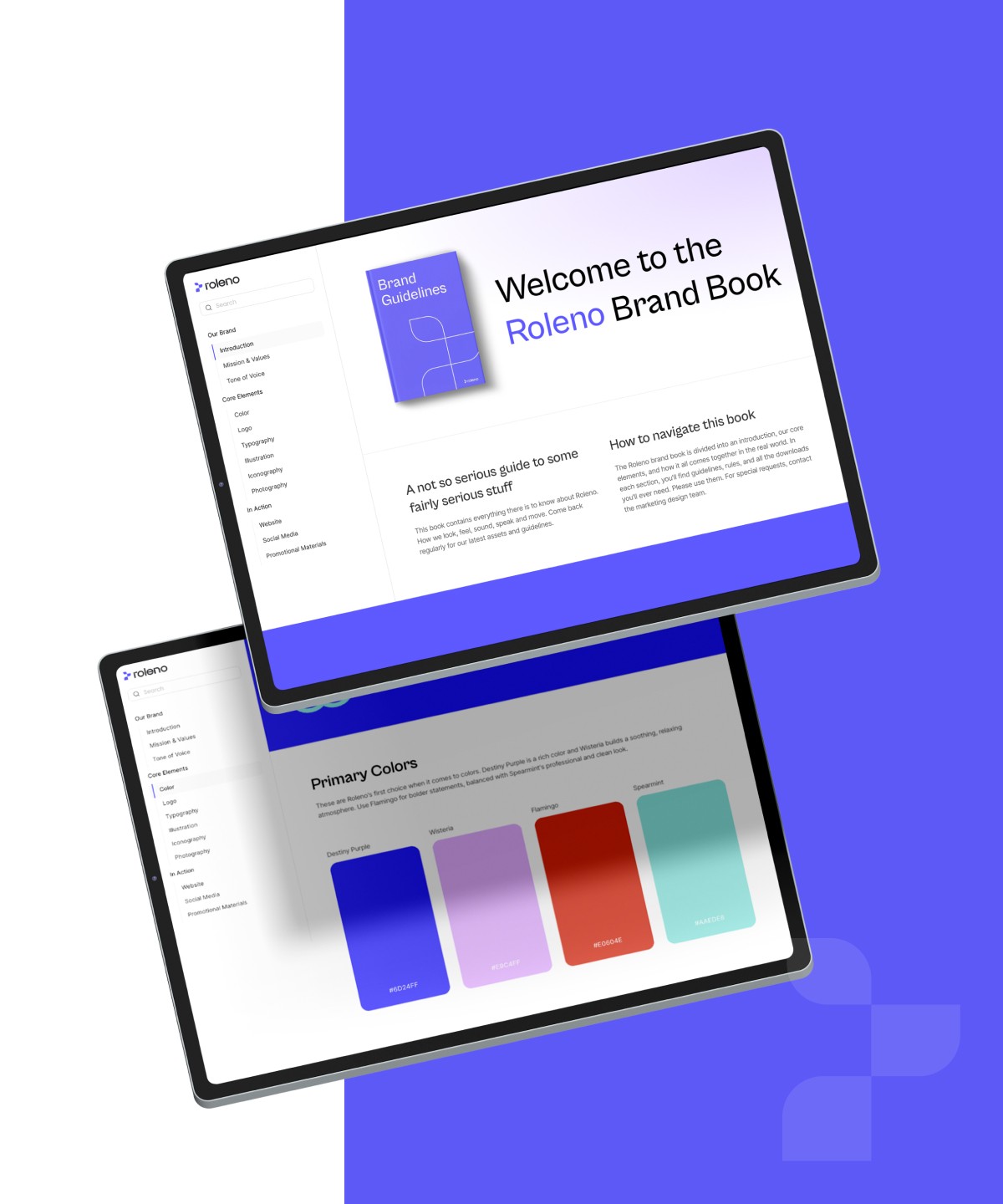 Screenshot of Roleno brand guidelines template website