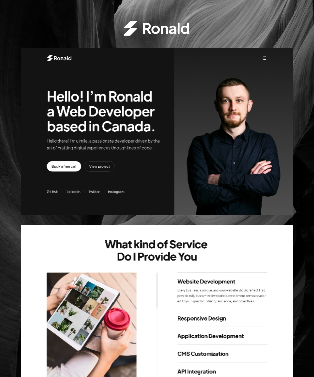 Screenshot of Ronald portfolio website website