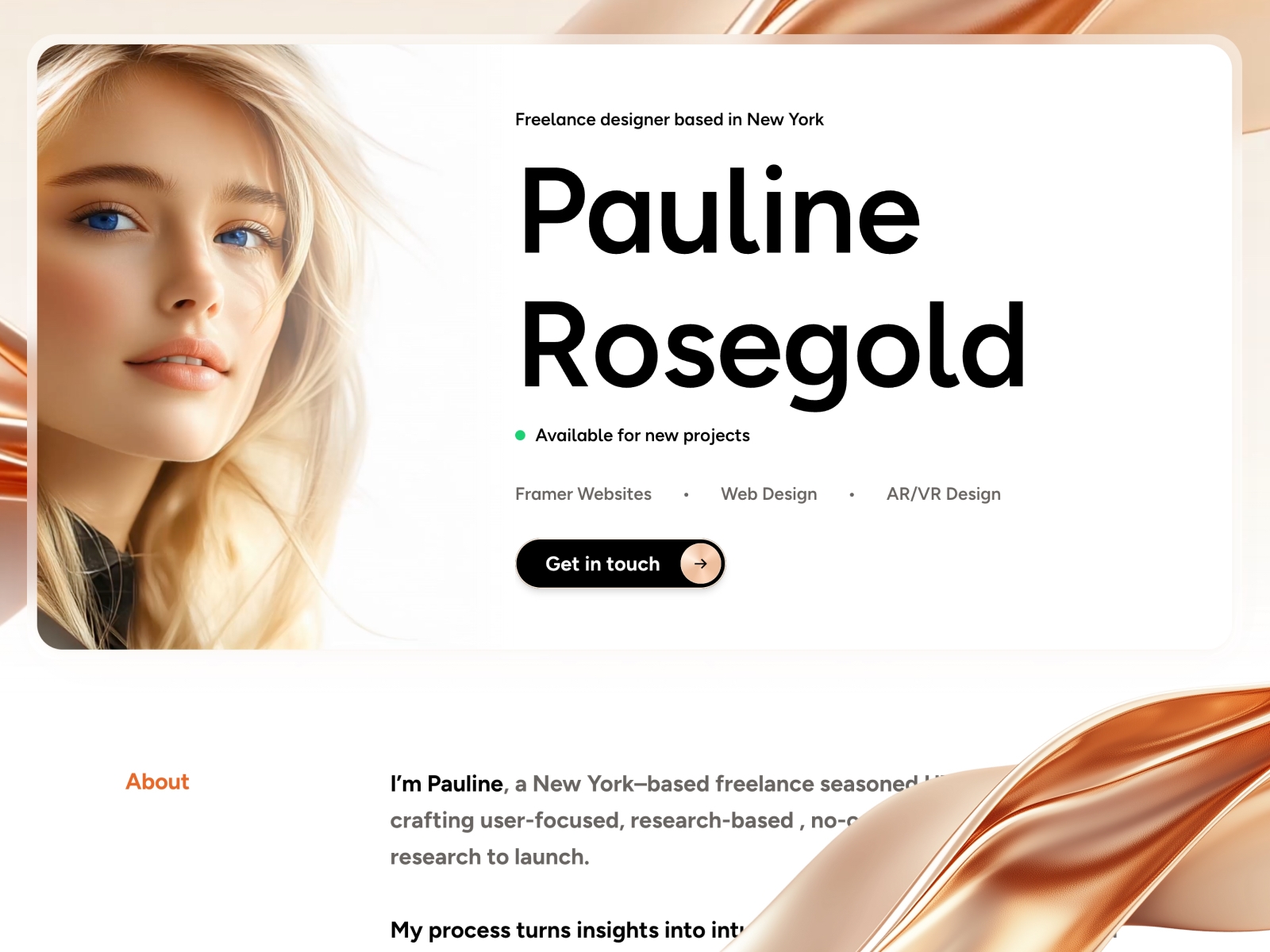 Screenshot of Rosegold website