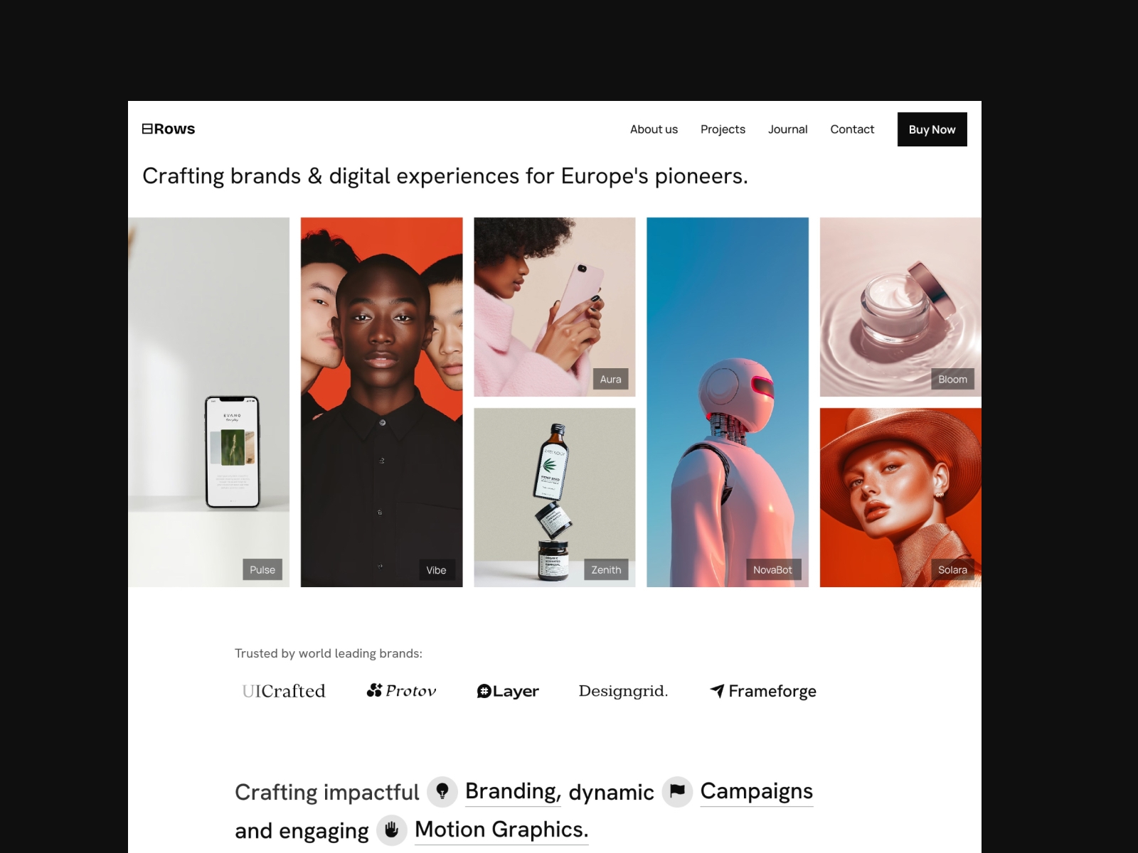 Screenshot of Rows website